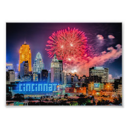 2019 WEBN Fireworks Cincinnati Skyline - Skriv ut Fototryck