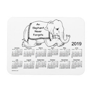 2019 White Elephant Calendar av Janz 3x4 Magnet