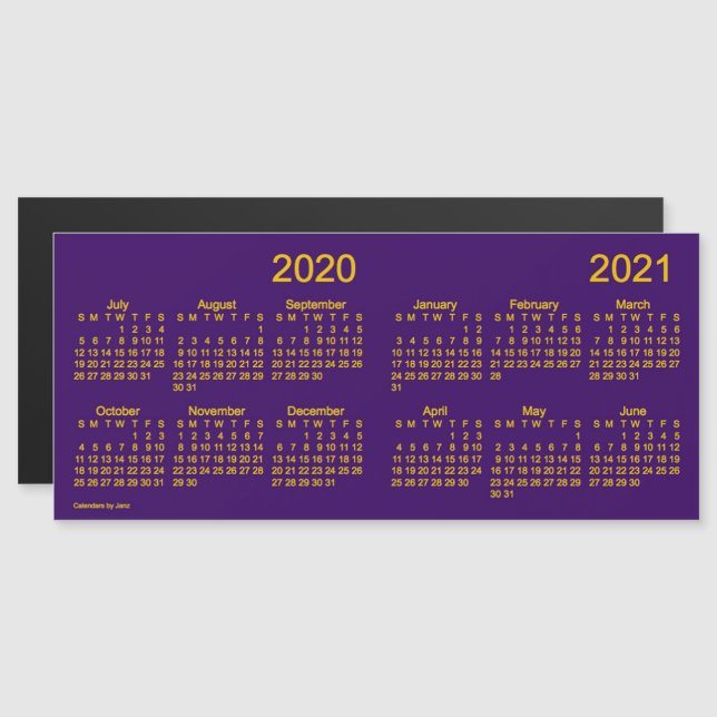 2020-2021 Skolårskalender från Janz Lila (Fram/baksida)
