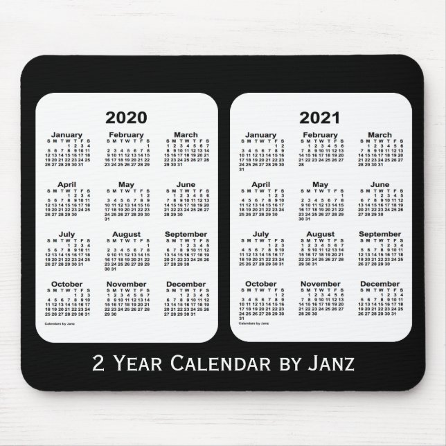 2020-2021 Svarta och vita tvåårskalendern av Janz Musmatta (Framsidan)
