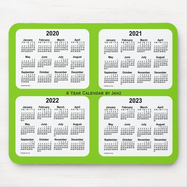 2020-2023 Gult Grönt 4 års kalender från Janz Musmatta (Framsidan)