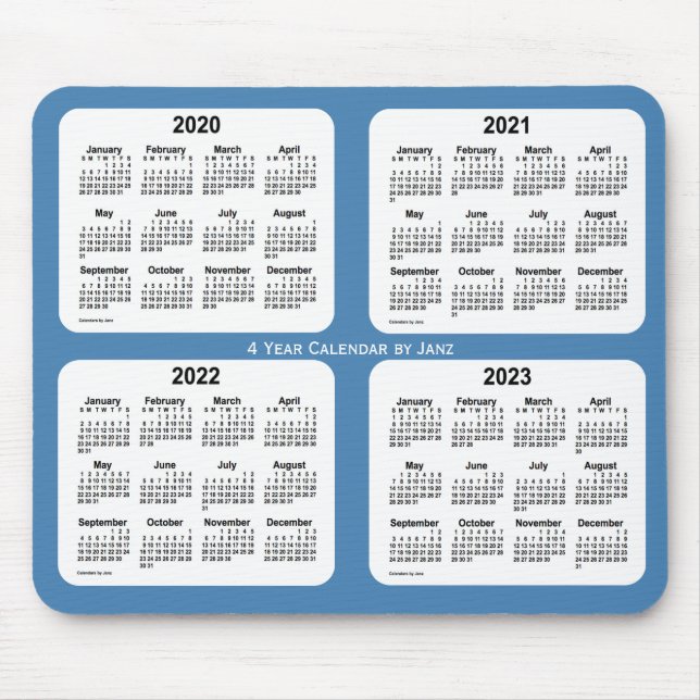 2020-2023 Stålblå 4-årskalender av Janz Musmatta (Framsidan)