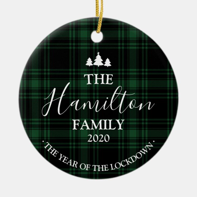 2020 År för låsning av Grönt som hakats Julgransprydnad Keramik (Framsidan)