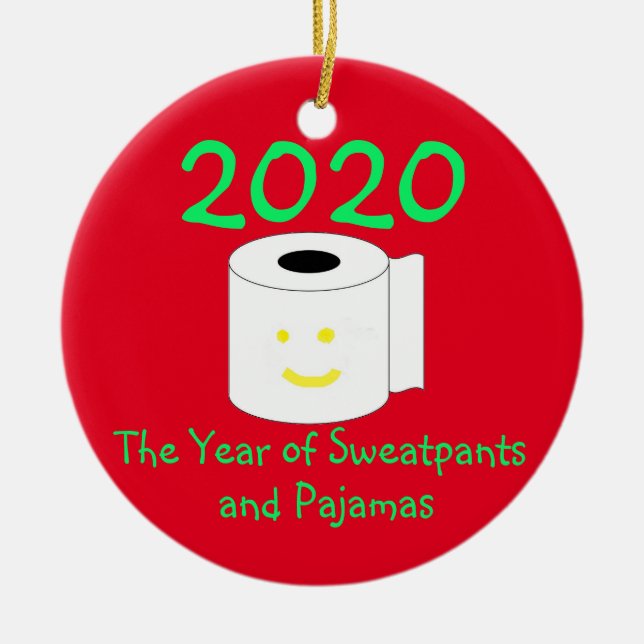 2020 Året för sötsaker och pajamas Julgransprydnad Keramik (Framsidan)