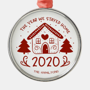 2020 året vi stannade hemma Söt Covid Julgransprydnad Metall