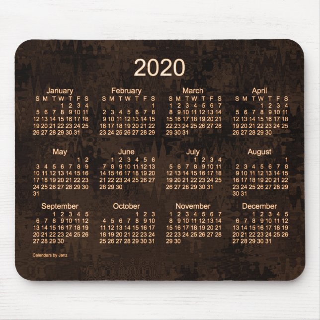 2020 års Crazy Quilt Brown-kalender från Janz Musmatta (Framsidan)