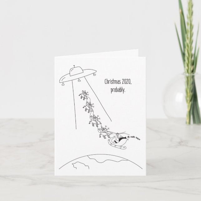 2020 års fantastiska julkort Alien Abduction of Sa Kort (Framsida)