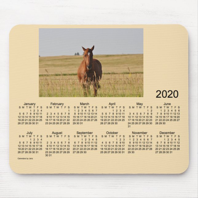 2020 års hästkalender av Janz Mouse Pad Musmatta (Framsidan)