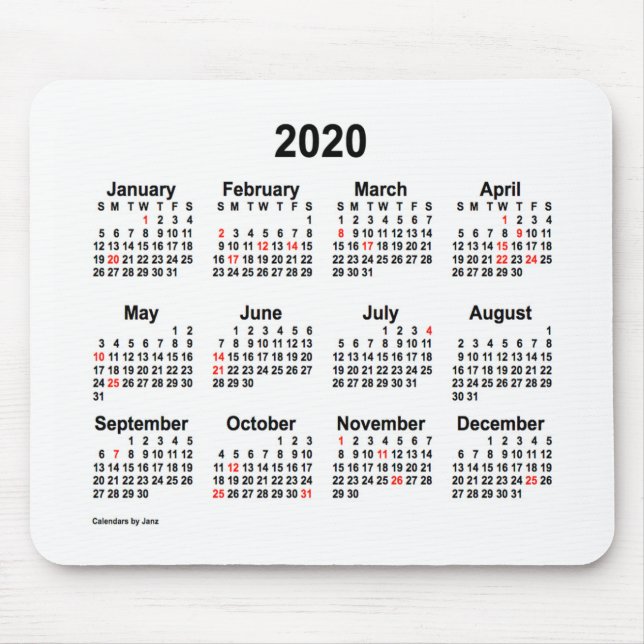 2020 års Helgdag av Janz Mouse Pad Musmatta (Framsidan)