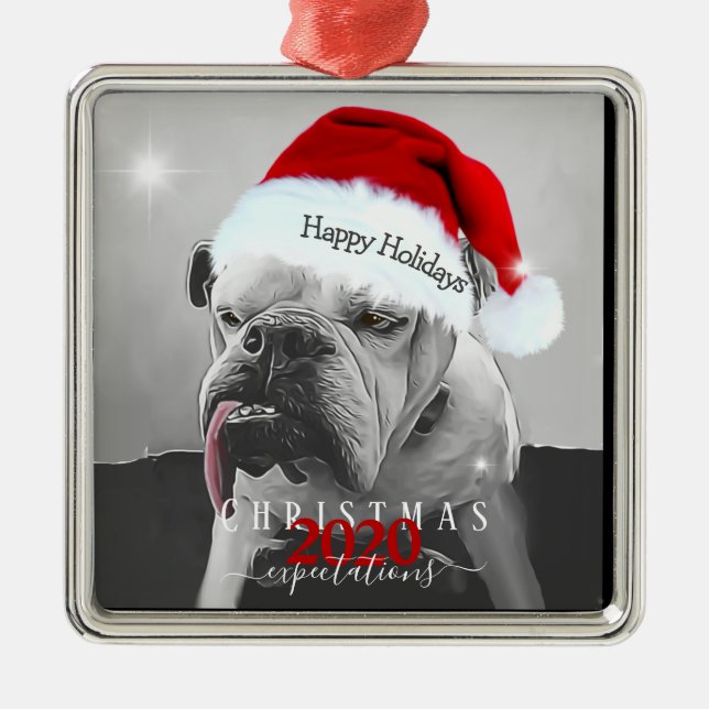 2020 års julförväntningar, Huey i Santa hat. Julgransprydnad Metall (Framsidan)