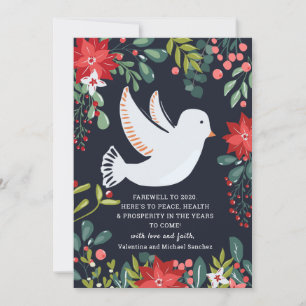 2020 års julkort för vit Blommigt