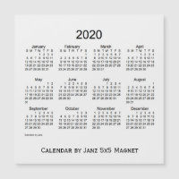2020 års kalender för vit rök av Janz 5x5 Magnet