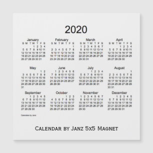 2020 års kalender för vit rök av Janz 5x5 Magnet