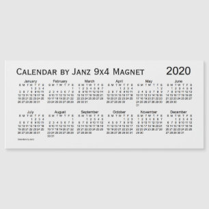 2020 års kalender för vit rök av Janz 9x4 Magnet
