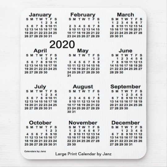 2020 Ars Kalender For Vit Utskrift Av Janz Musmatta Zazzle Se