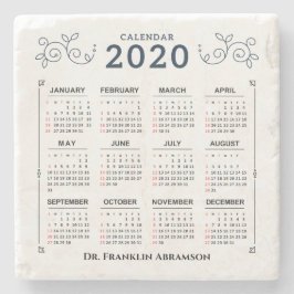 2020 års månadskalender - anpassa Anpassningsbar Stenunderlägg