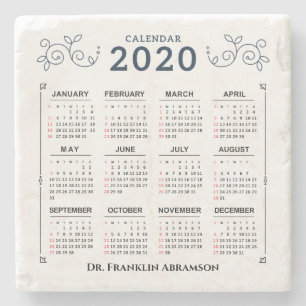 2020 års månadskalender - anpassa Anpassningsbar Stenunderlägg