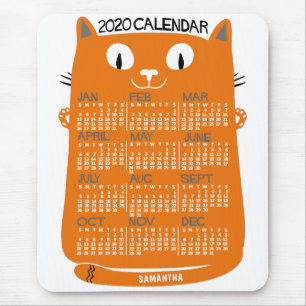 2020 års månatlig kalender Mid-Century Orange Kat Musmatta