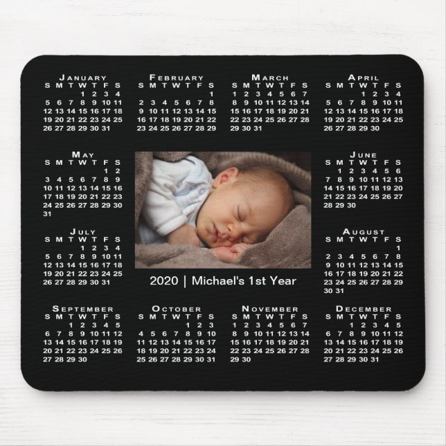2020 års moderna kalender Ditt foto och Namn på sv Musmatta (Framsidan)
