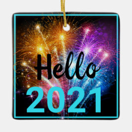 2020 års pandemi i Ansikte, jul - nyår 2021 Julgransprydnad Keramik