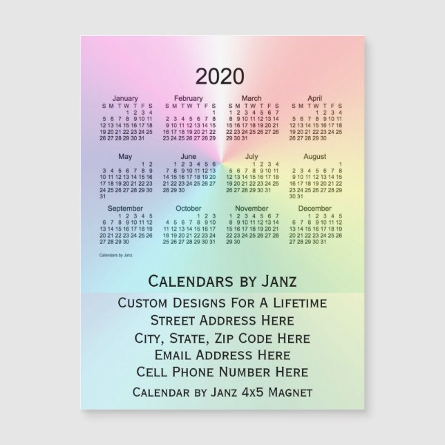 2020 års Shimmer Business Calendar av Janz 4x5 Mag (Framsida)