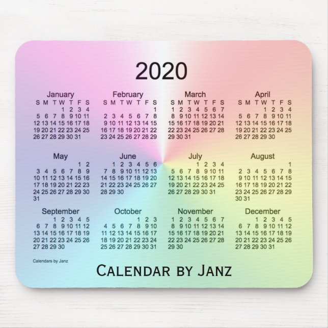 2020 års Shimmer-kalender av Janz Mouse Pad Musmatta (Framsidan)