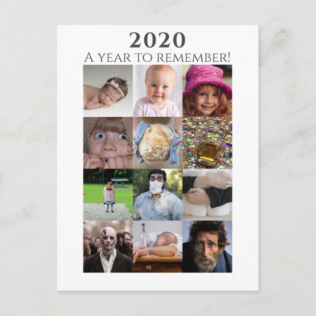2020-årsjubileum för att komma ihåg fotokollage vykort (Framsida)