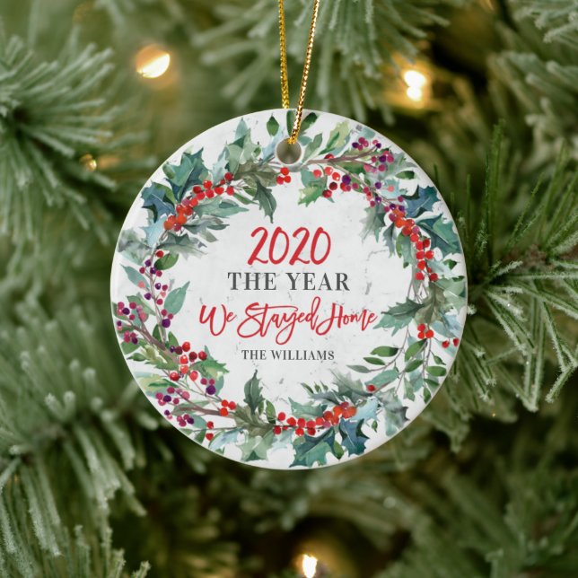 2020-årsjubileum: Hem Holly God Jul Julgransprydnad Keramik (Träd)