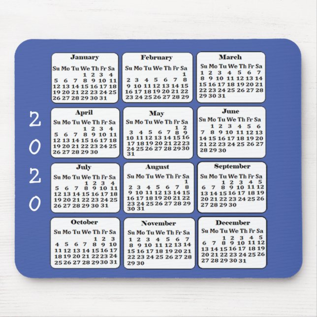 2020 Calendar Anpassningsbar Office Mouse Pad (Fär Musmatta (Framsidan)