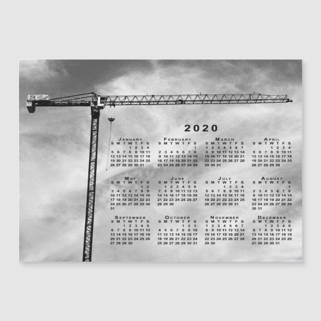 2020 Calendar Chic Construction Crane Photo (Framsida)