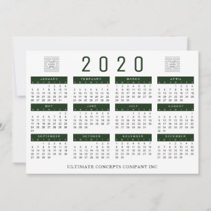 2020 Calendar Company Logotyp and Namn Grönt Julkort