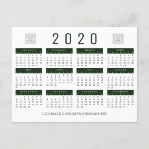 2020 Calendar Company Logotyp Anpassningsbar Hälsn Helg Vykort