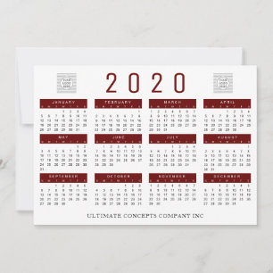 2020 Calendar Company Logotyp och Namn Julkort