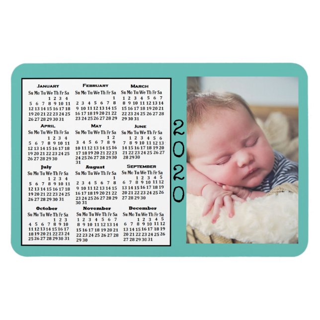 2020 Calendar Magnet Anpassningsbar Färg Photo Mag (Horisontell)