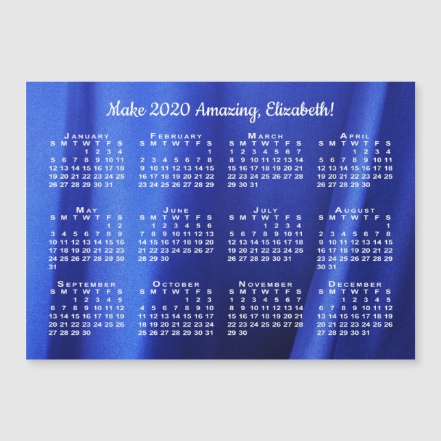 2020 Calendar Motivation Namn Abstrakt Blue Photo (Framsida)