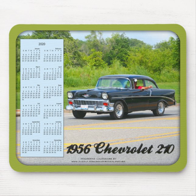 2020 Calendar Mousepad, 1956 Chevrolet 210 Car Musmatta (Framsidan)