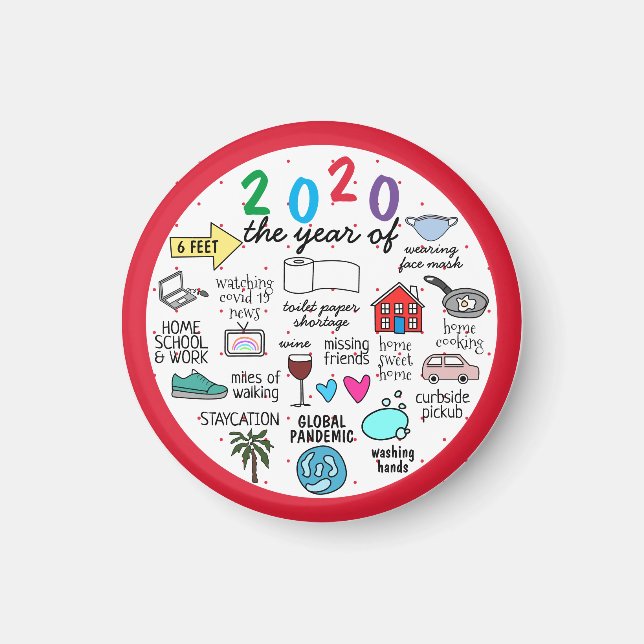 2020 COVID 19 karantän illustration röd cirkel Magnet (Framsidan)