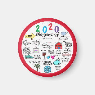 2020 COVID 19: röd cirkel för karantänillustration Magnet