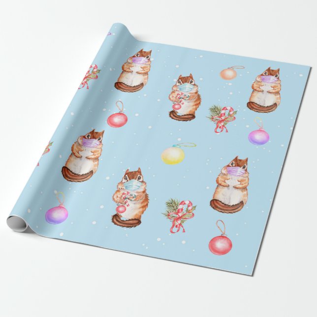 2020 Covid Cute Chipmunk Jul Ansikte Mask Presentpapper (Utrullad)