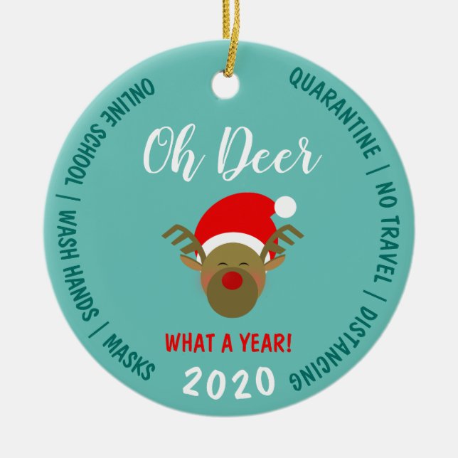 2020 Covid Funny Jul Julgransprydnad Keramik (Framsidan)