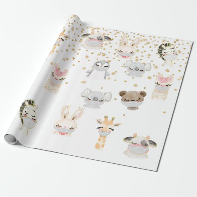 2020 Cute Ansikte mask Animals Covid Presentpapper (Utrullad)