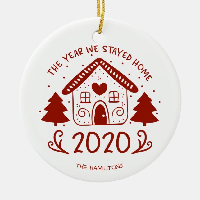 2020 Det år vi stannade hemma vacker Covid Julgransprydnad Keramik (Framsidan)
