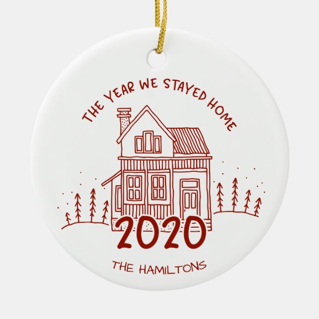 2020 Det år vi stannade hemma vacker Covid Julgransprydnad Keramik (Framsidan)