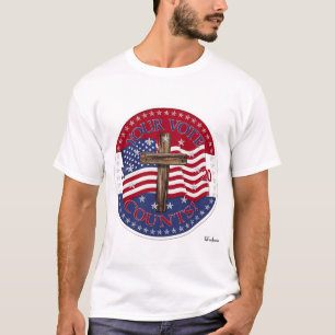 2020 Din Röst Räknas Kors Och Amerikansk Flagga T Shirt