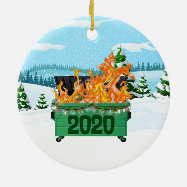 2020 Dumpster Fire jul Ceramic Ornament (Baksidan)