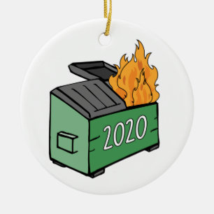 2020 Dumpster Fire Julgransprydnad Keramik