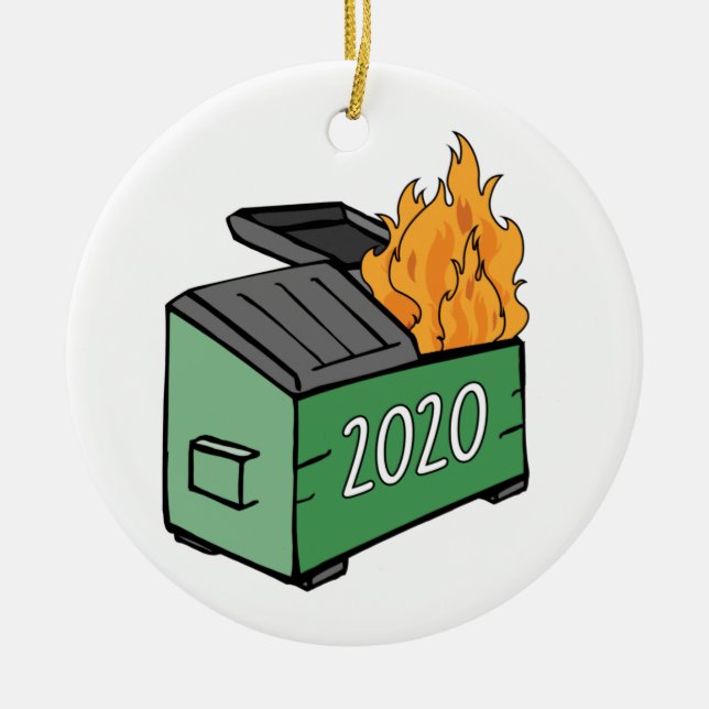 2020 Dumpster Fire Julgransprydnad Keramik (Framsidan)