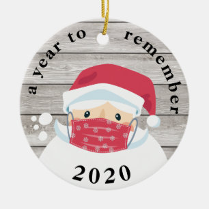 2020 Ett år till minne av Mann Santa rustic wood Julgransprydnad Keramik