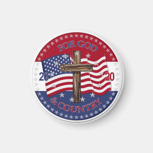 2020 för Gud och Land Kor och amerikanska Flagga Magnet (Framsidan)