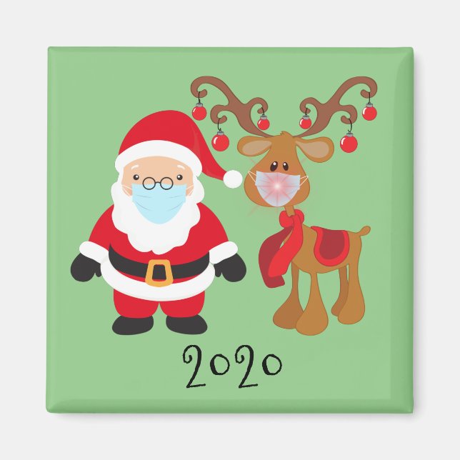 2020 Funny Santa Rudolph Covid Ansikte mask Magnet (Framsidan)